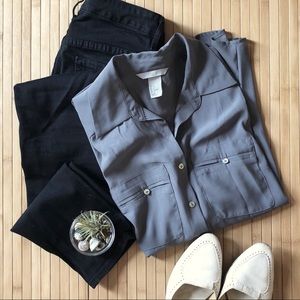 Grey button down blouse